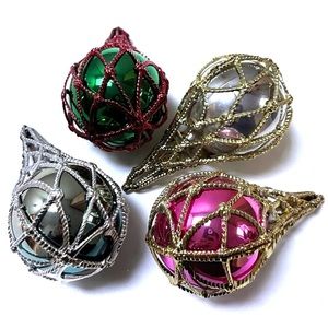 Vintage Bradford Ball in Cage Teardrop ornaments